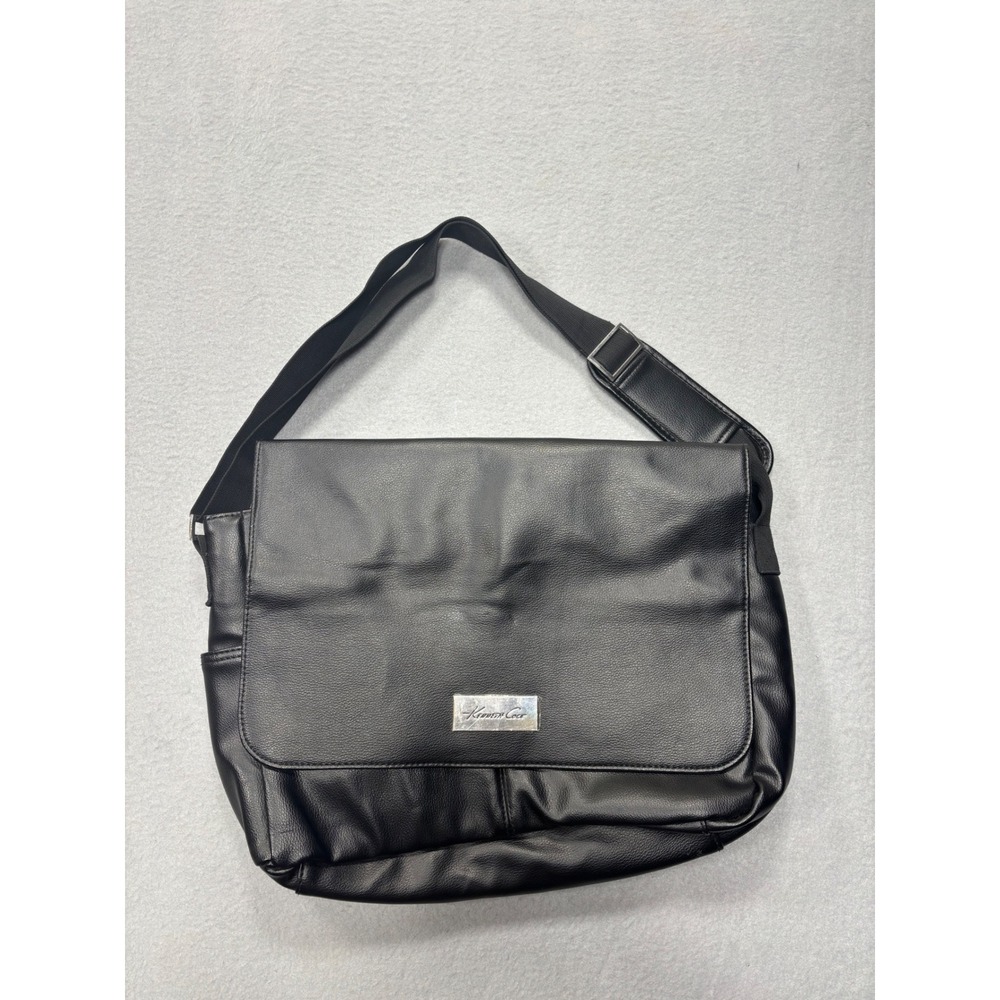 Kenneth Cole Black Messenger Bag Laptop Crossbody Shoulder Bag Like New